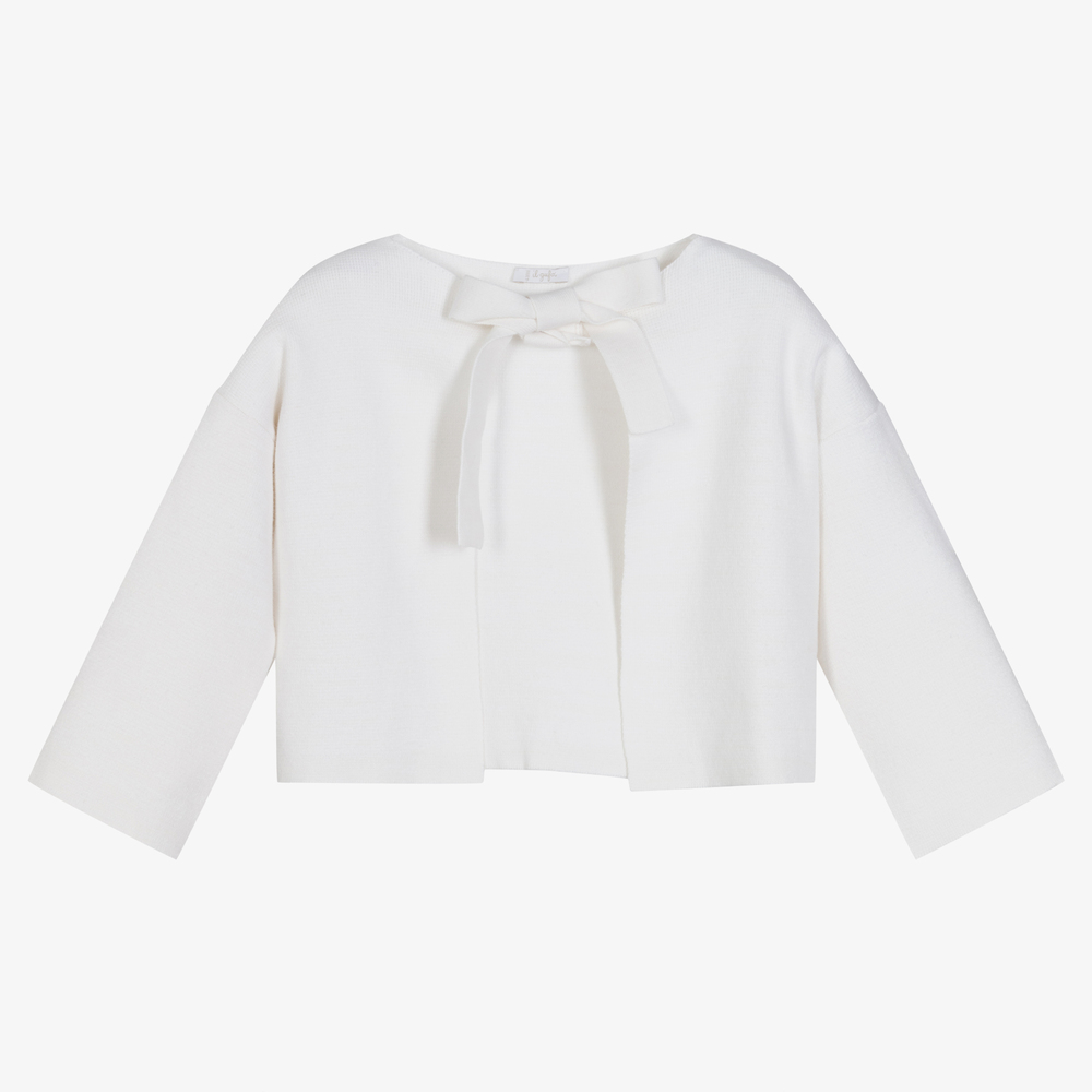 Il Gufo-Girls Ivory Cotton Cardigan | Childrensalon Outlet