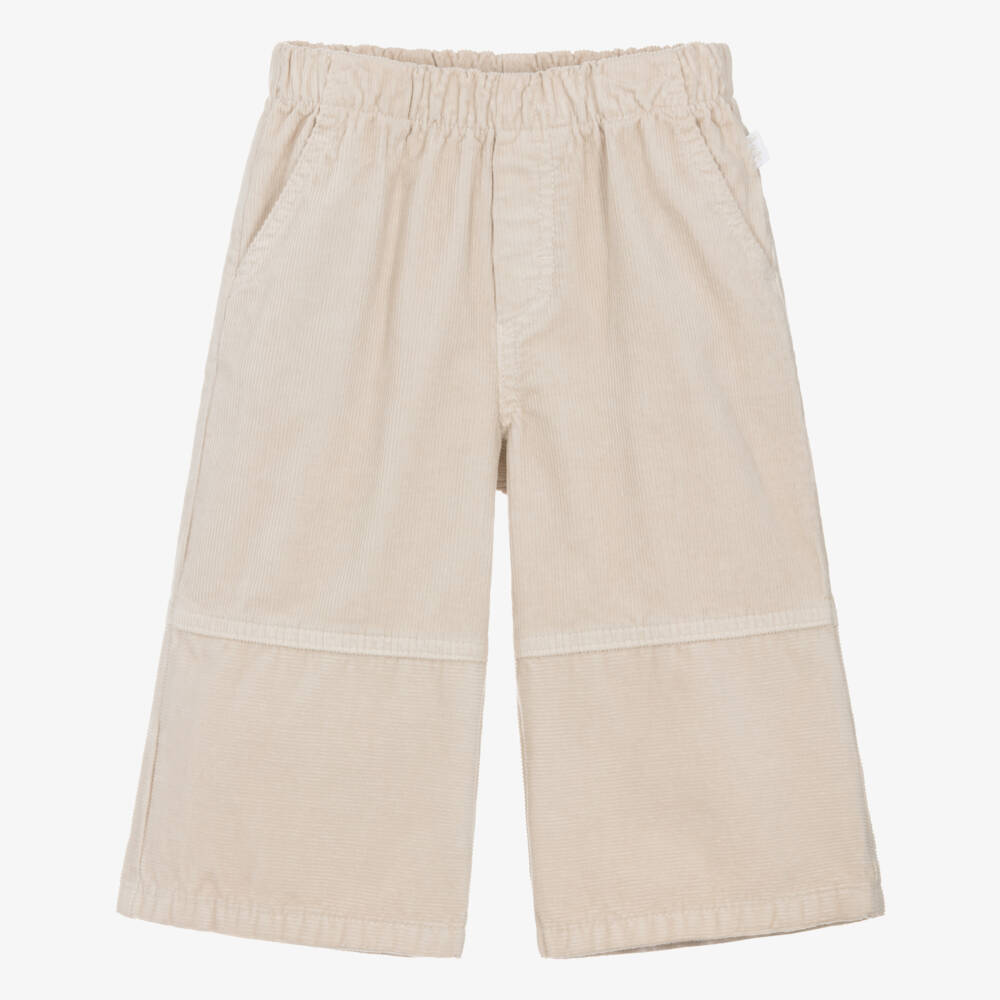 Il Gufo-Girls Ivory Cotton Corduroy Wide Leg Trousers | Childrensalon Outlet