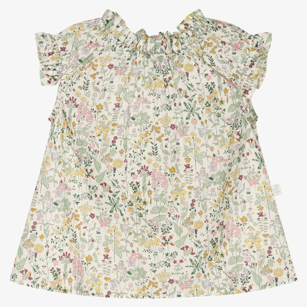 Il Gufo - Кремовая хлопковая блузка в цветочек | Childrensalon