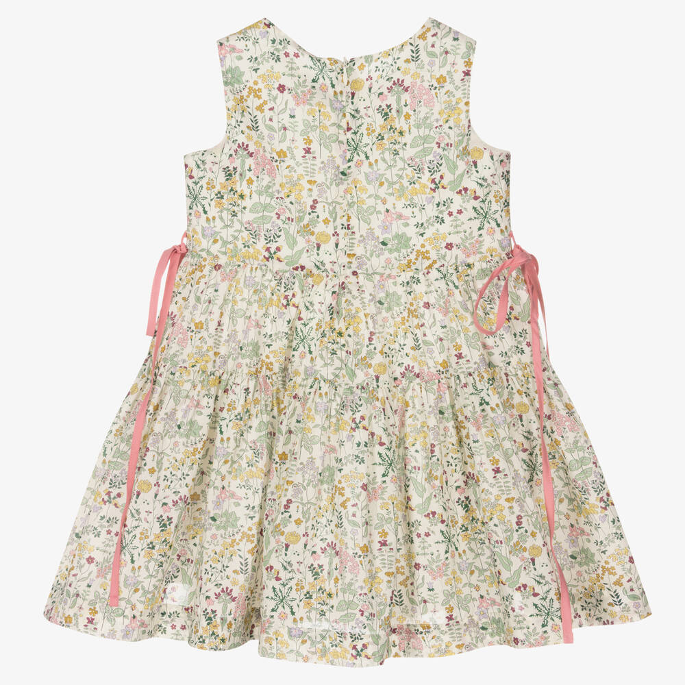 Il Gufo-Кремовое многоярусное платье из хлопка в цветочек | Childrensalon Outlet