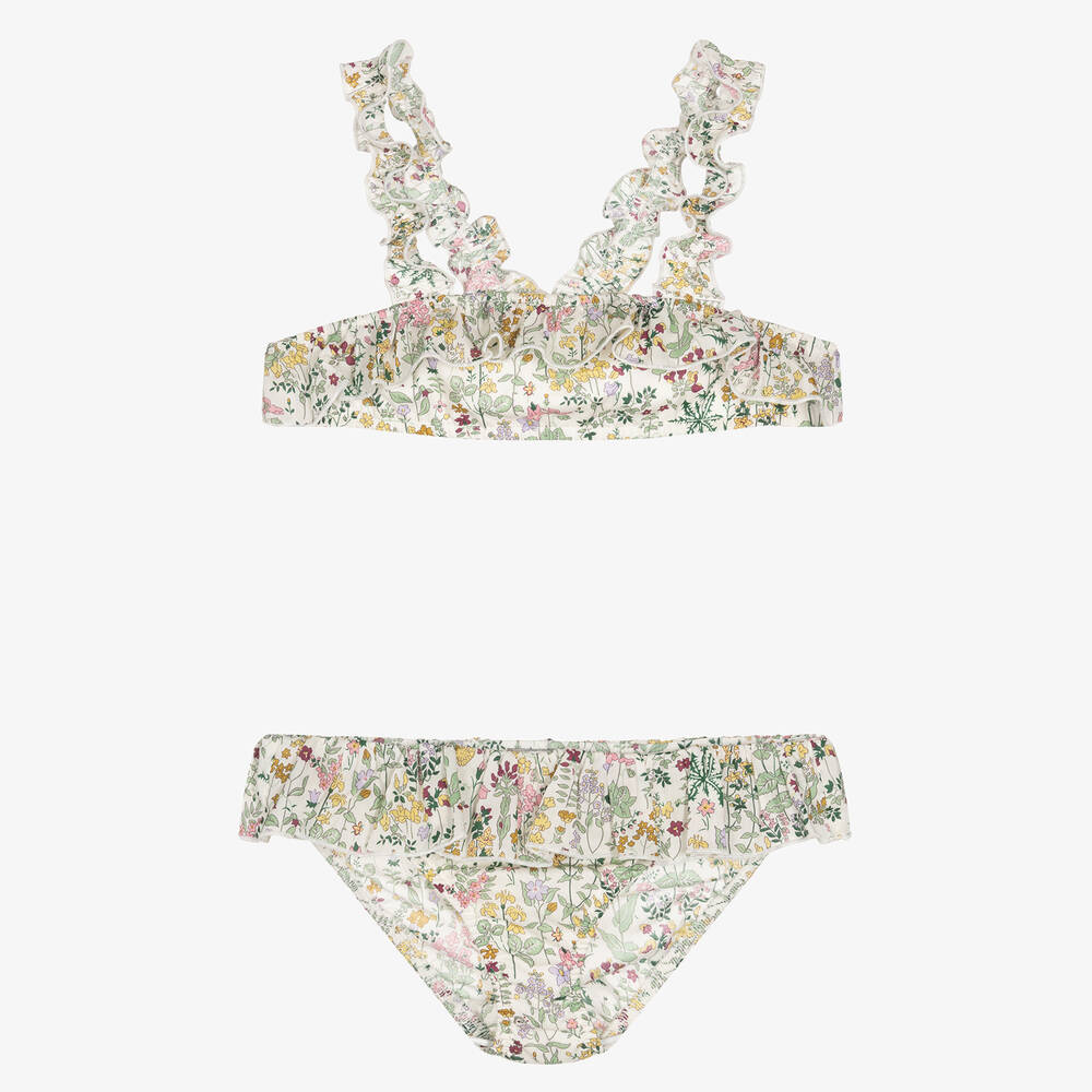 Il Gufo-Girls Ivory Cotton Liberty Beach Set  | Childrensalon Outlet