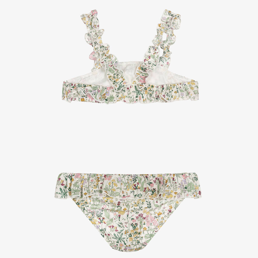 Il Gufo-طقم شاطيء قطن بوبلين لون عاجي للبنات | Childrensalon Outlet