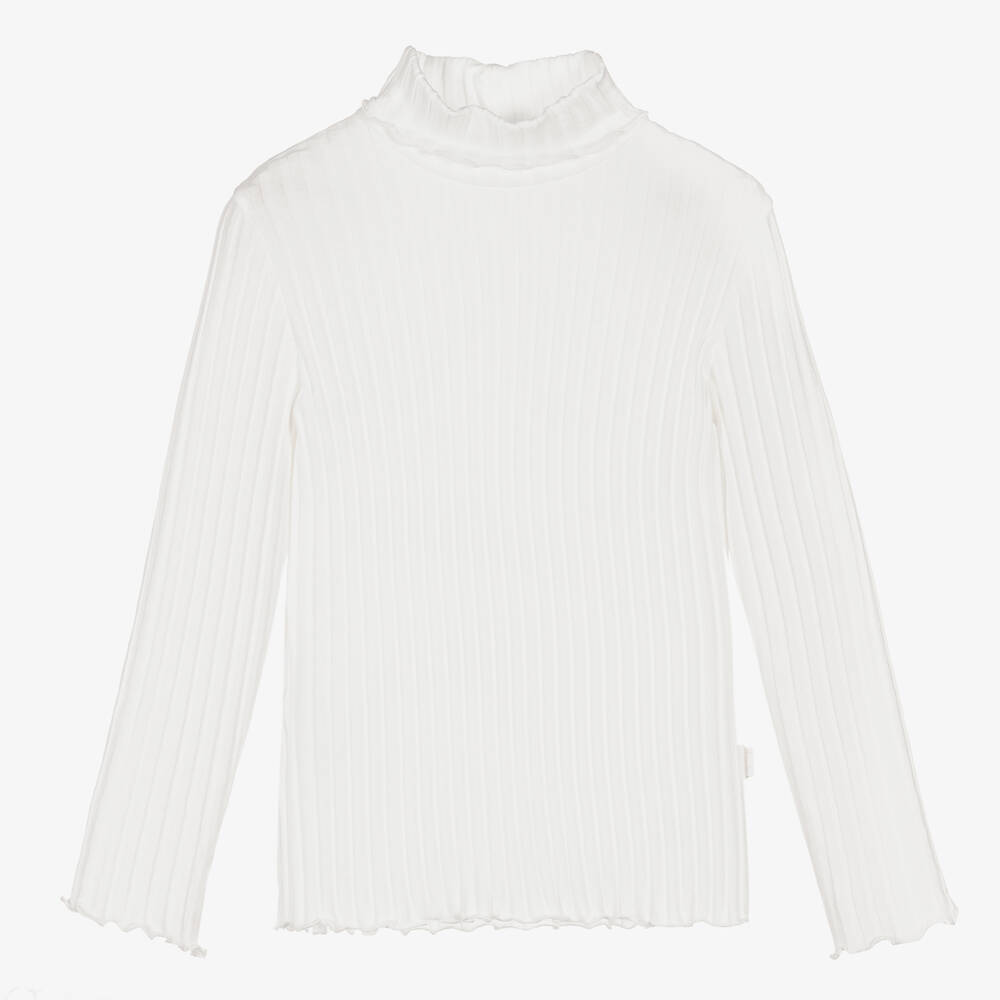 Il Gufo - Girls Ivory Cotton Polo Neck Sweater | Childrensalon