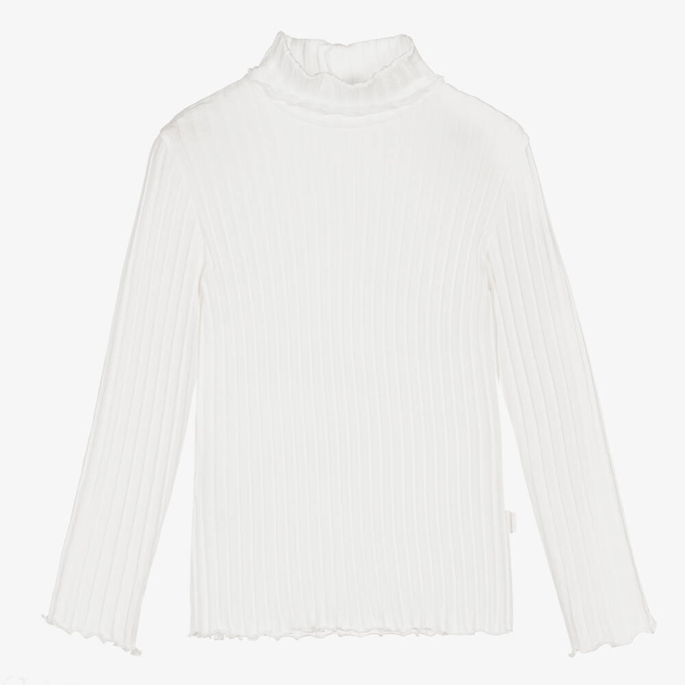 White ribbed polo neck on sale