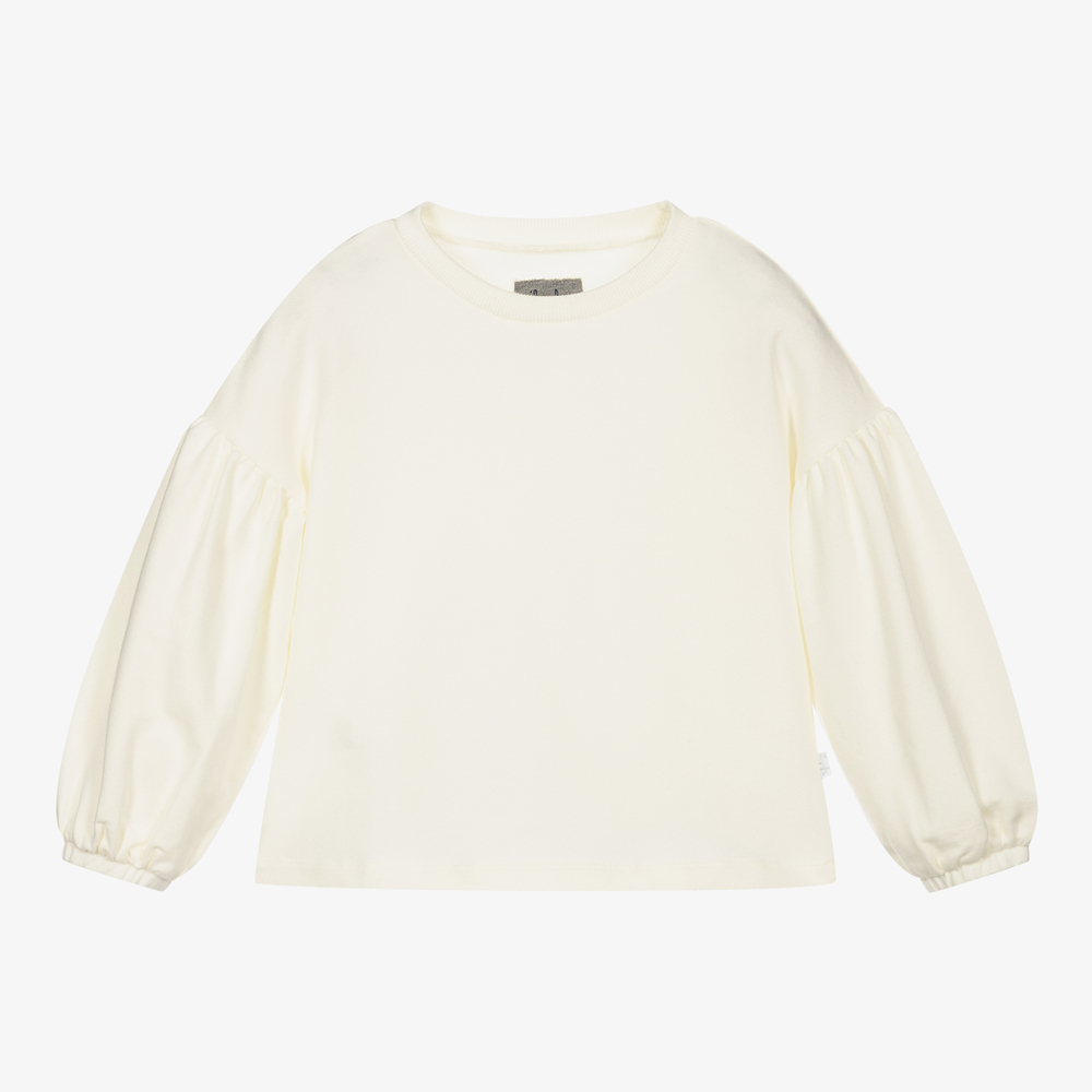 Il Gufo - Girls Ivory Cotton Sweatshirt | Childrensalon