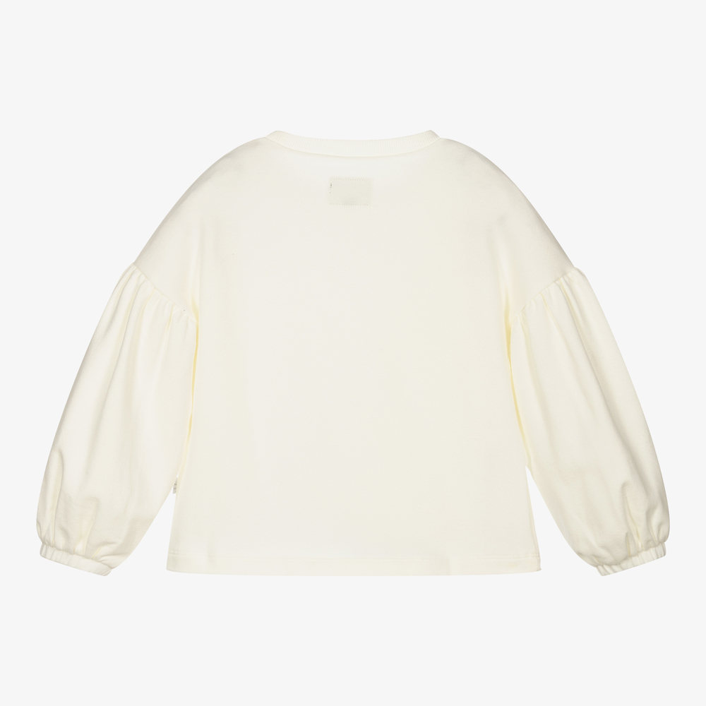 Il Gufo-Girls Ivory Cotton Sweatshirt | Childrensalon Outlet