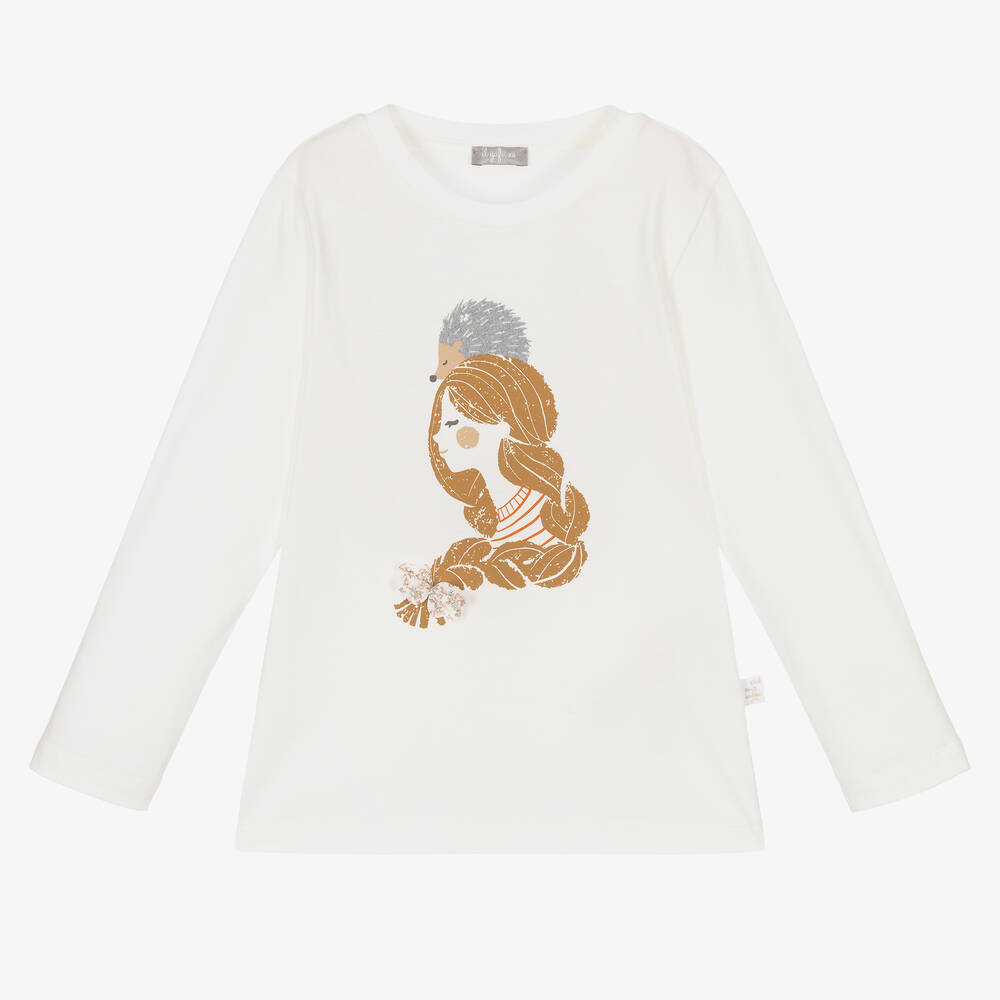 Il Gufo - Girls Ivory Cotton Top | Childrensalon