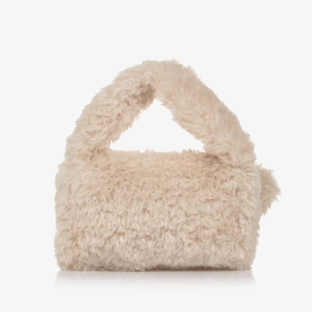 إيل غوفو-حقيبة يد فرو صناعي لون بيج (21 سم) | Childrensalon Outlet
