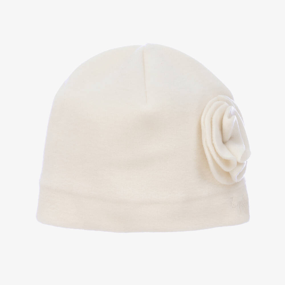 Il Gufo-Girls Ivory Fleece Beanie Hat | Childrensalon Outlet