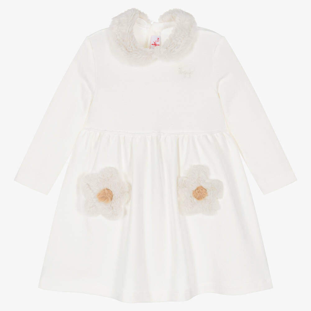 Il Gufo - Girls Ivory Floral Cotton Dress | Childrensalon