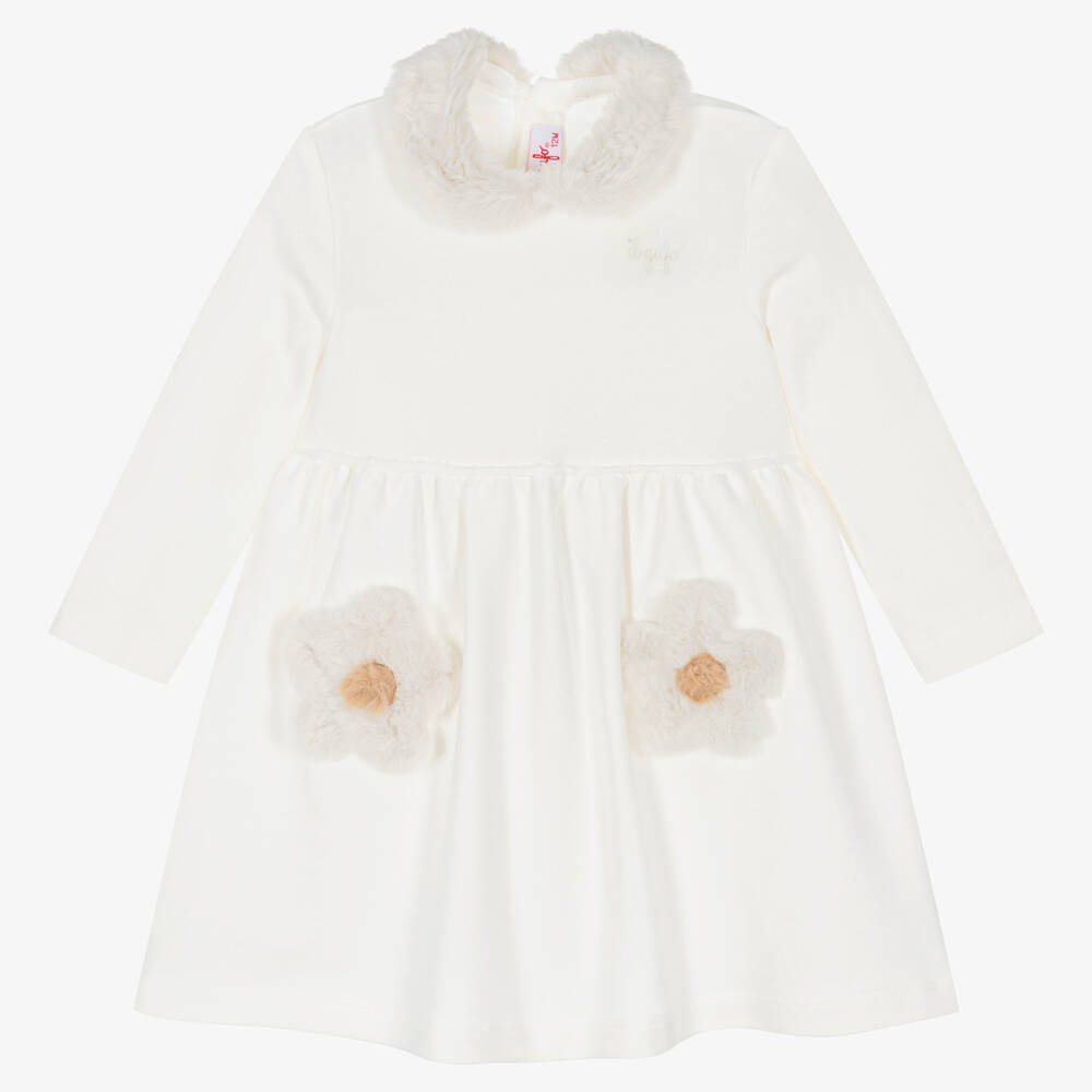 Il Gufo - Baumwoll-Blumenkleid Elfenbein | Childrensalon