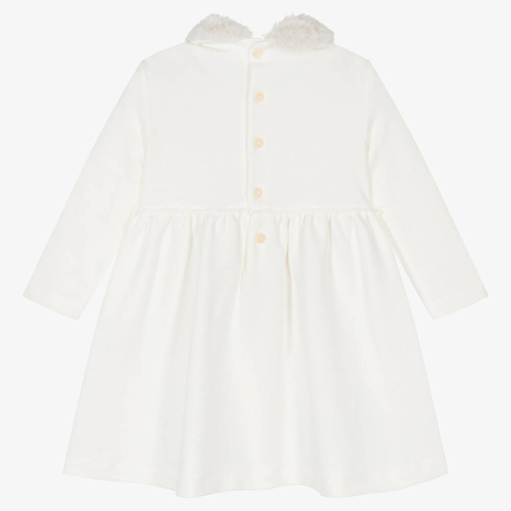 إيل غوفو-فستان بطبعة ورود قطن جيرسي لون عاجي | Childrensalon Outlet