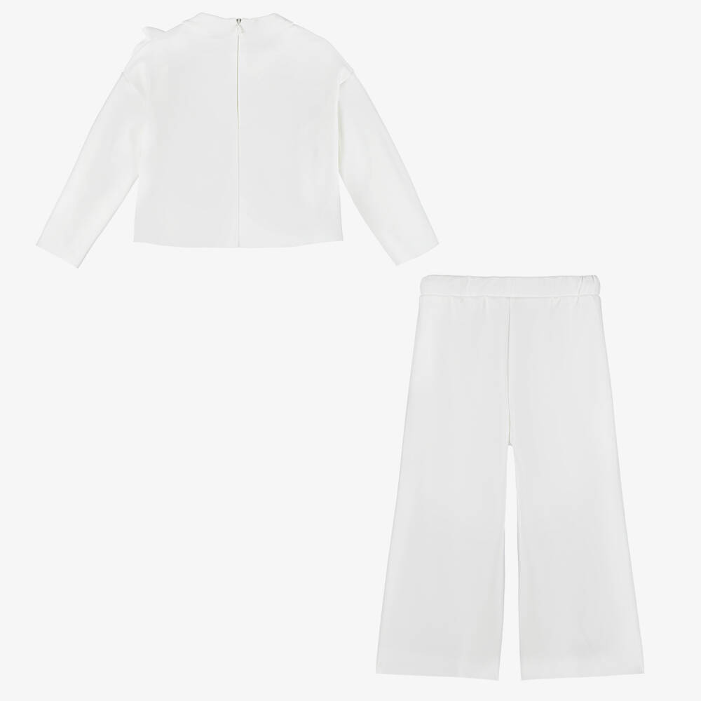 Il Gufo-Girls Ivory Floral Trouser Ensemble | Childrensalon Outlet