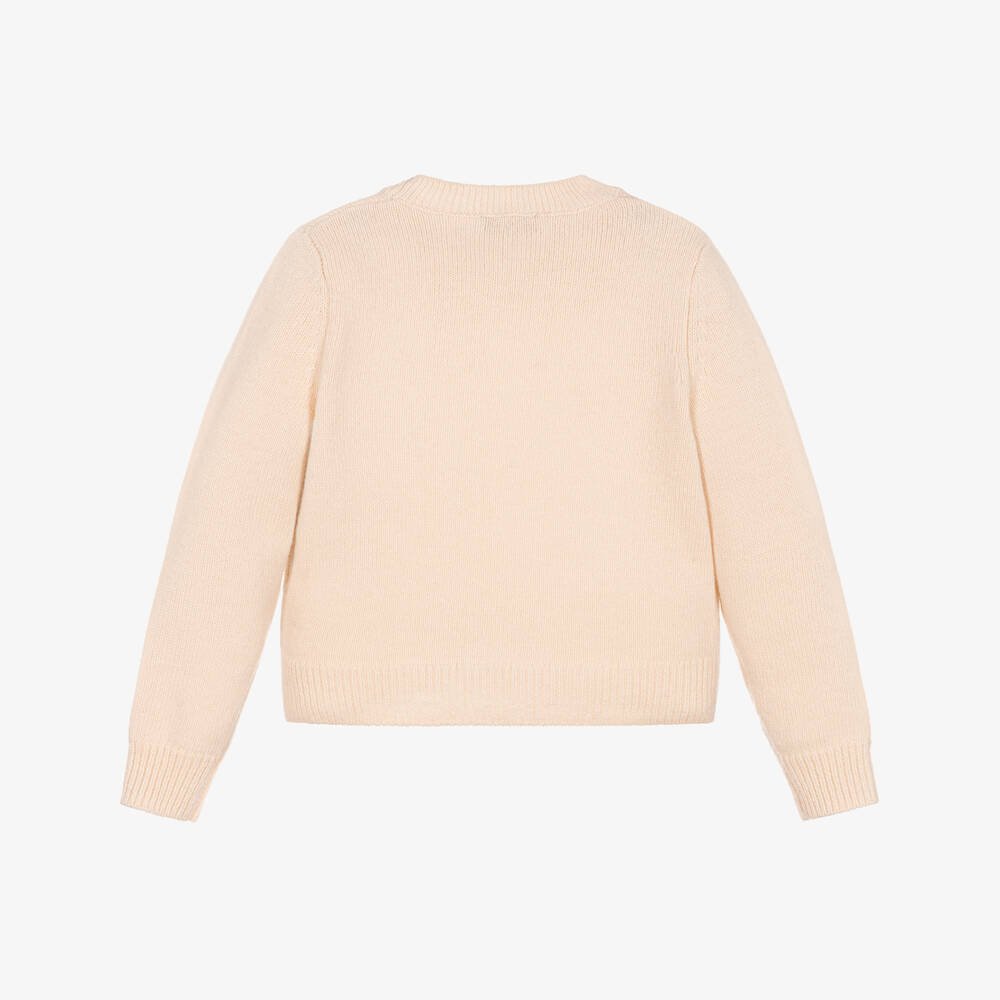 Il Gufo-Girls Ivory Merino Wool Dots Sweater | Childrensalon Outlet