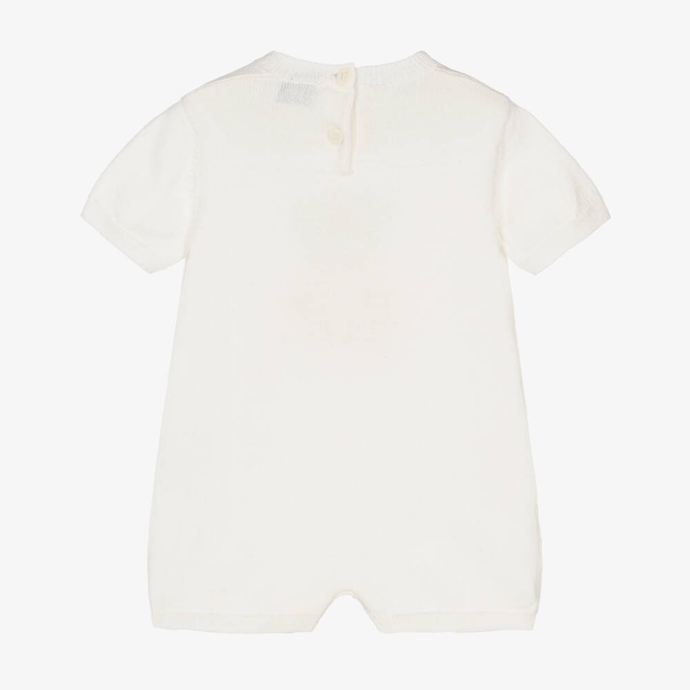 Il Gufo-Girls Ivory & Pink Teddy Knit Romper | Childrensalon Outlet