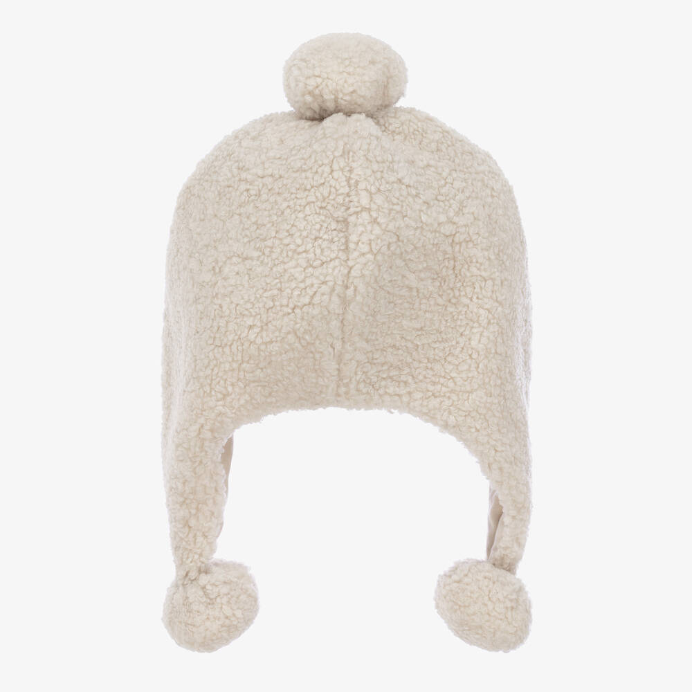 Il Gufo Girls Ivory Sherpa Fleece Hat