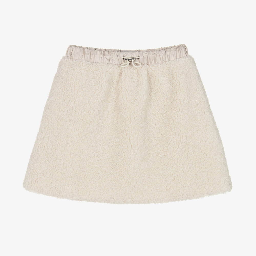 Il Gufo - Girls Ivory Sherpa Fleece Skirt | Childrensalon