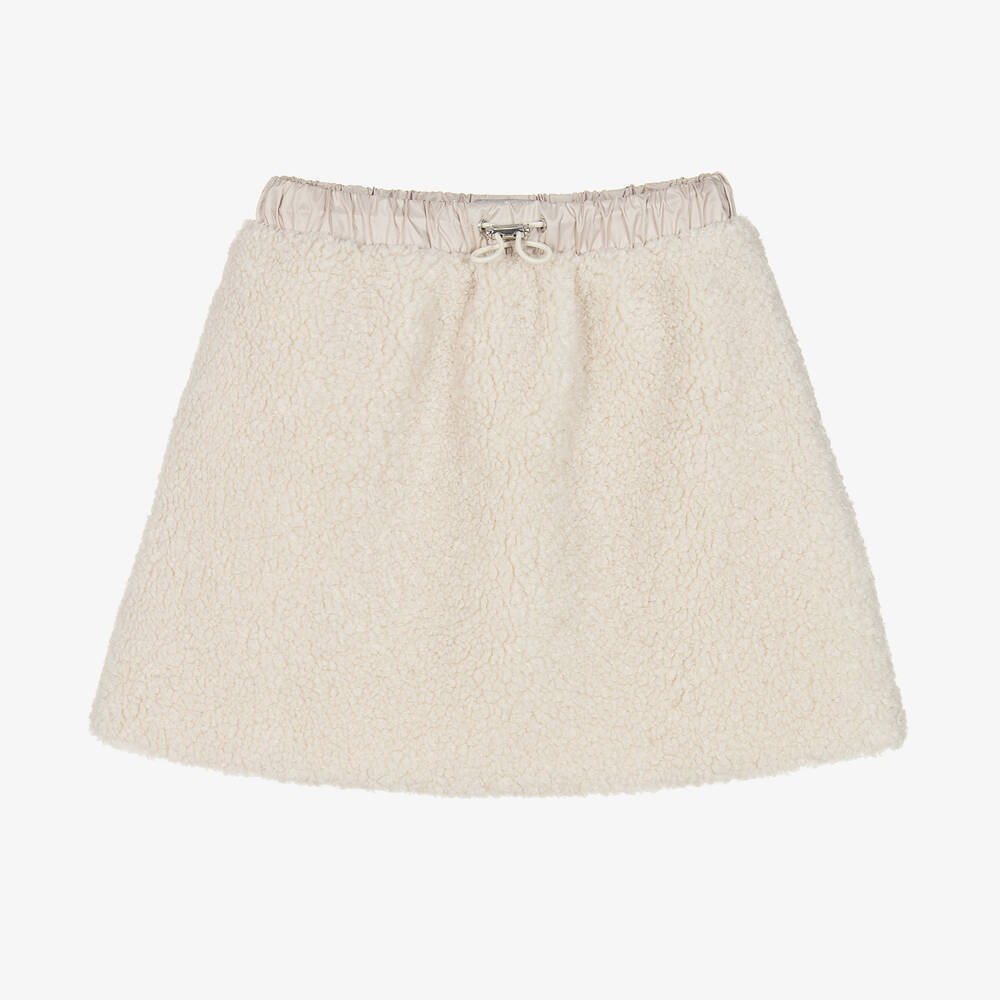 Il Gufo-Girls Ivory Sherpa Fleece Skirt | Childrensalon Outlet
