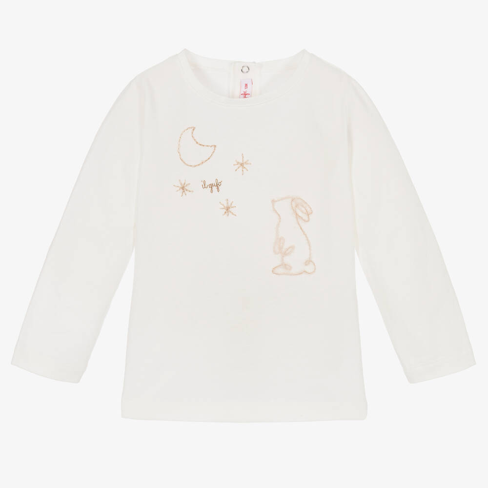 Il Gufo - Girls Ivory Stars & Moon Top | Childrensalon