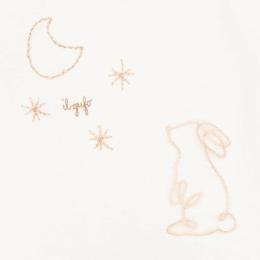 Il Gufo-Кремовый топ с луной и звездами для девочек | Childrensalon Outlet