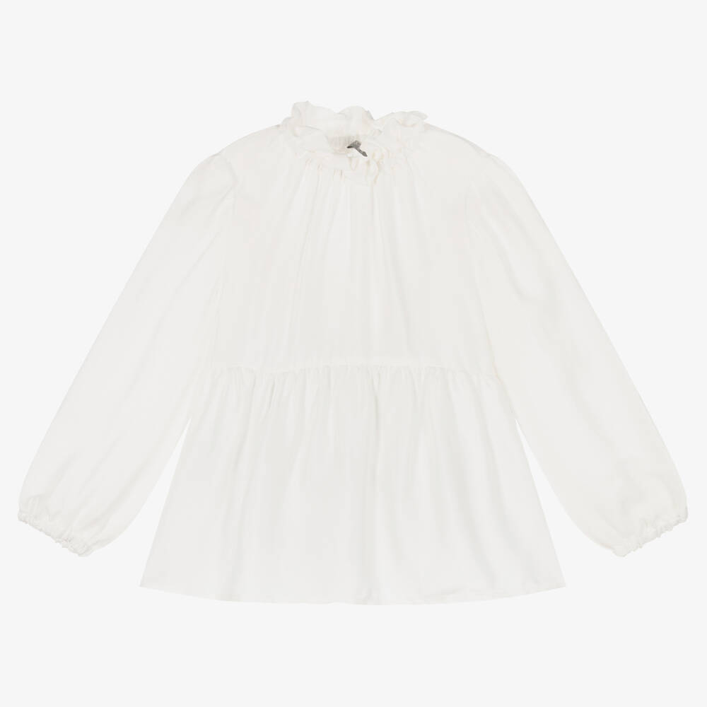 Il Gufo - Кремовая блузка из саржи для девочек | Childrensalon