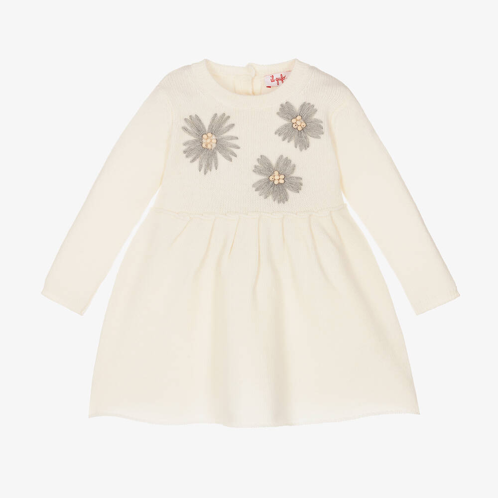 Il Gufo-Girls Ivory Wool Dress | Childrensalon Outlet