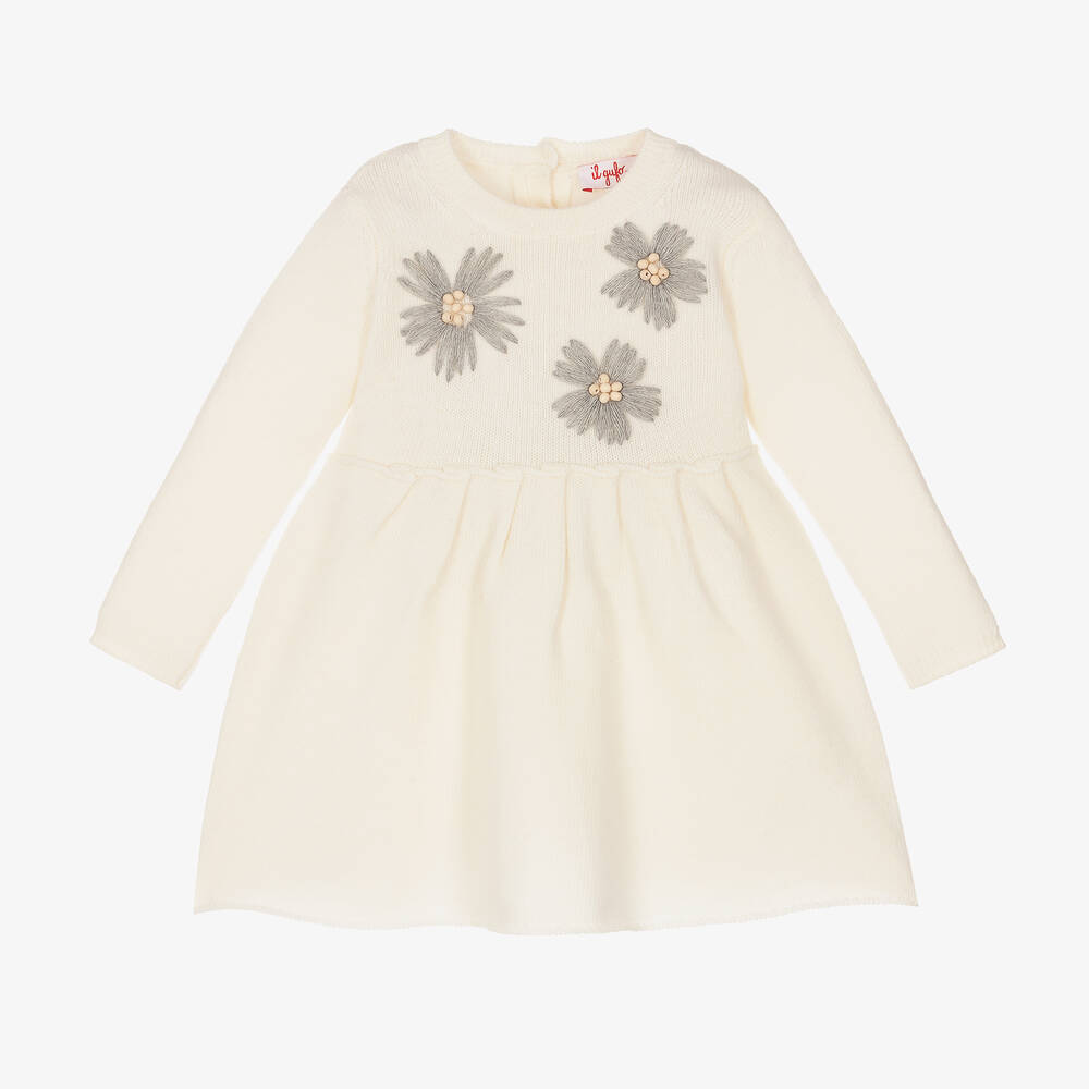 Il Gufo - Robe ivoire en laine fille | Childrensalon