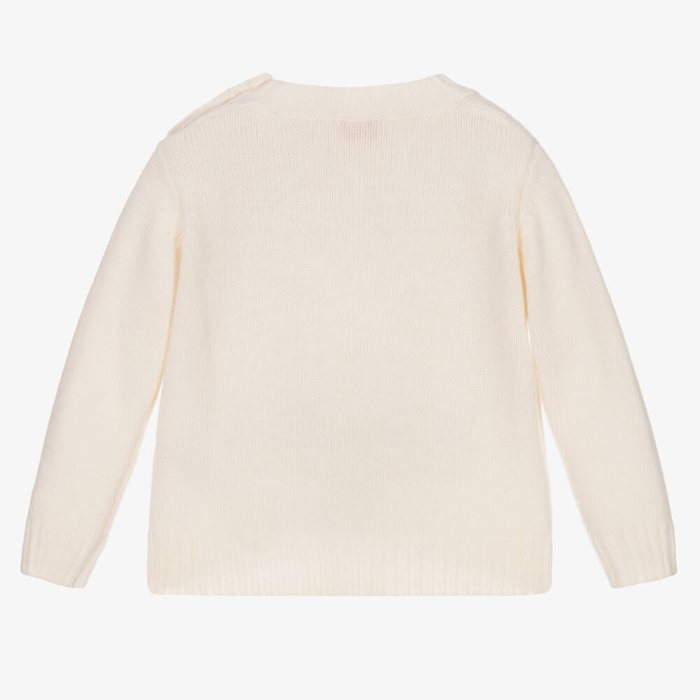 Il Gufo-Кремовый шерстяной свитер со звездой для девочек | Childrensalon Outlet