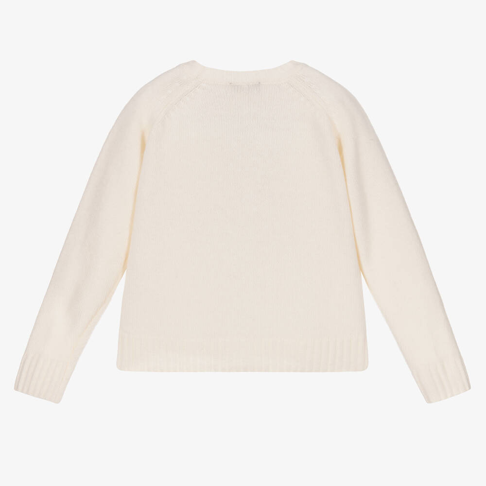 Il Gufo-Girls Ivory Wool Sweater | Childrensalon Outlet
