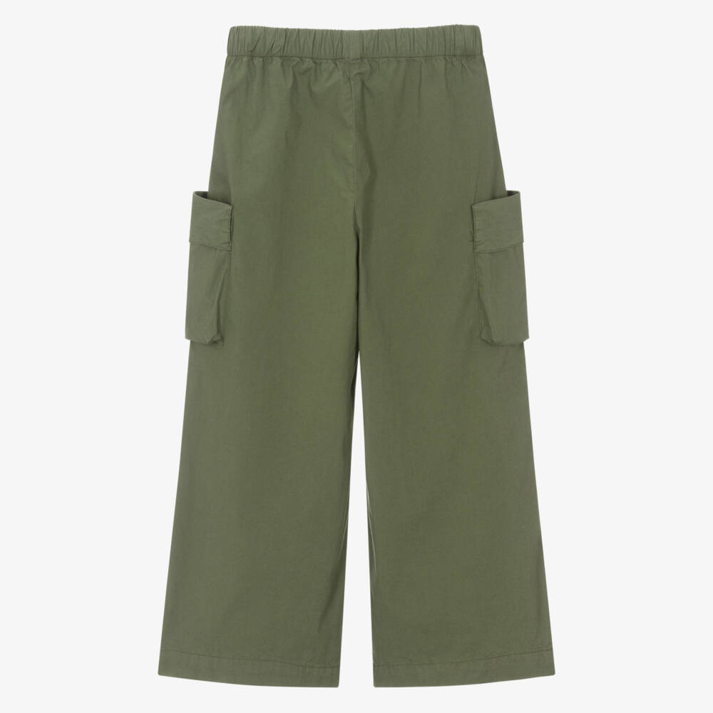 Il Gufo-Широкие брюки из поплина цвета хаки для девочек | Childrensalon Outlet