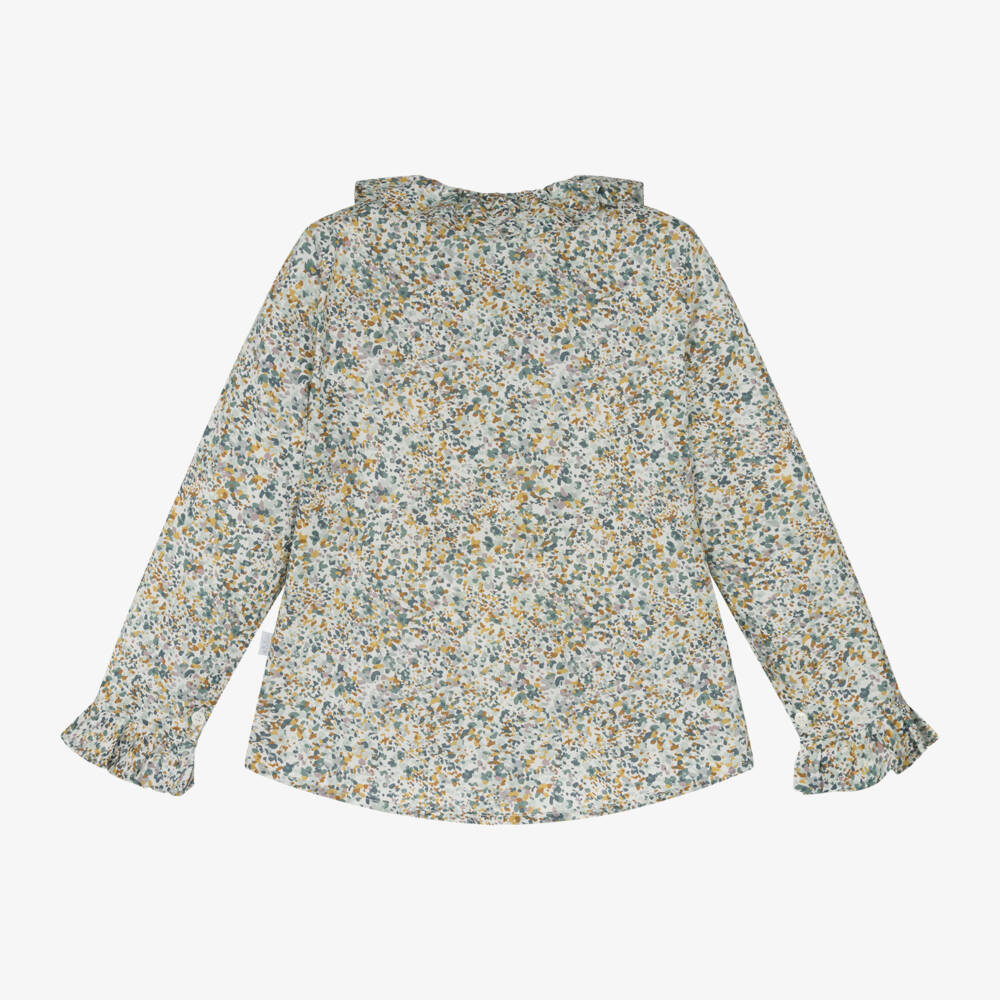 Il Gufo-بلوزة بطبعة ورود قطن لون أخضر | Childrensalon Outlet