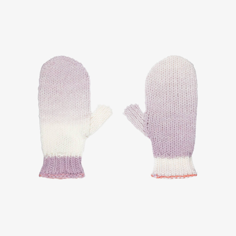 Il Gufo-Girls Lilac & Ivory Ombré Knitted Mittens | Childrensalon Outlet