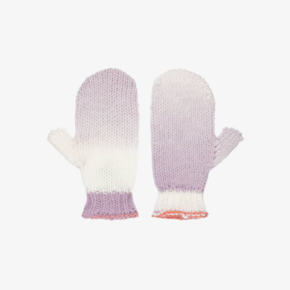 Il Gufo-Girls Lilac & Ivory Ombré Knitted Mittens | Childrensalon Outlet