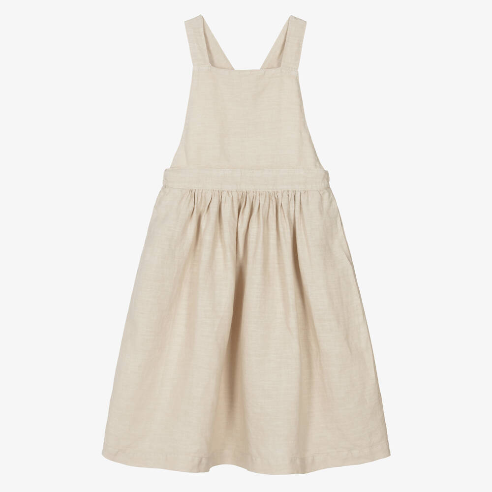 Il Gufo-Льняное платье без рукавов бежевое для девочек | Childrensalon Outlet