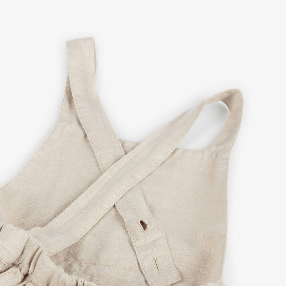 Il Gufo-Льняное платье без рукавов бежевое для девочек | Childrensalon Outlet