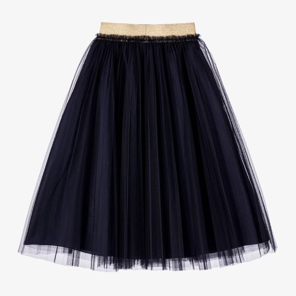 Il Gufo-Girls Midnight Pleated Tulle Skirt | Childrensalon Outlet