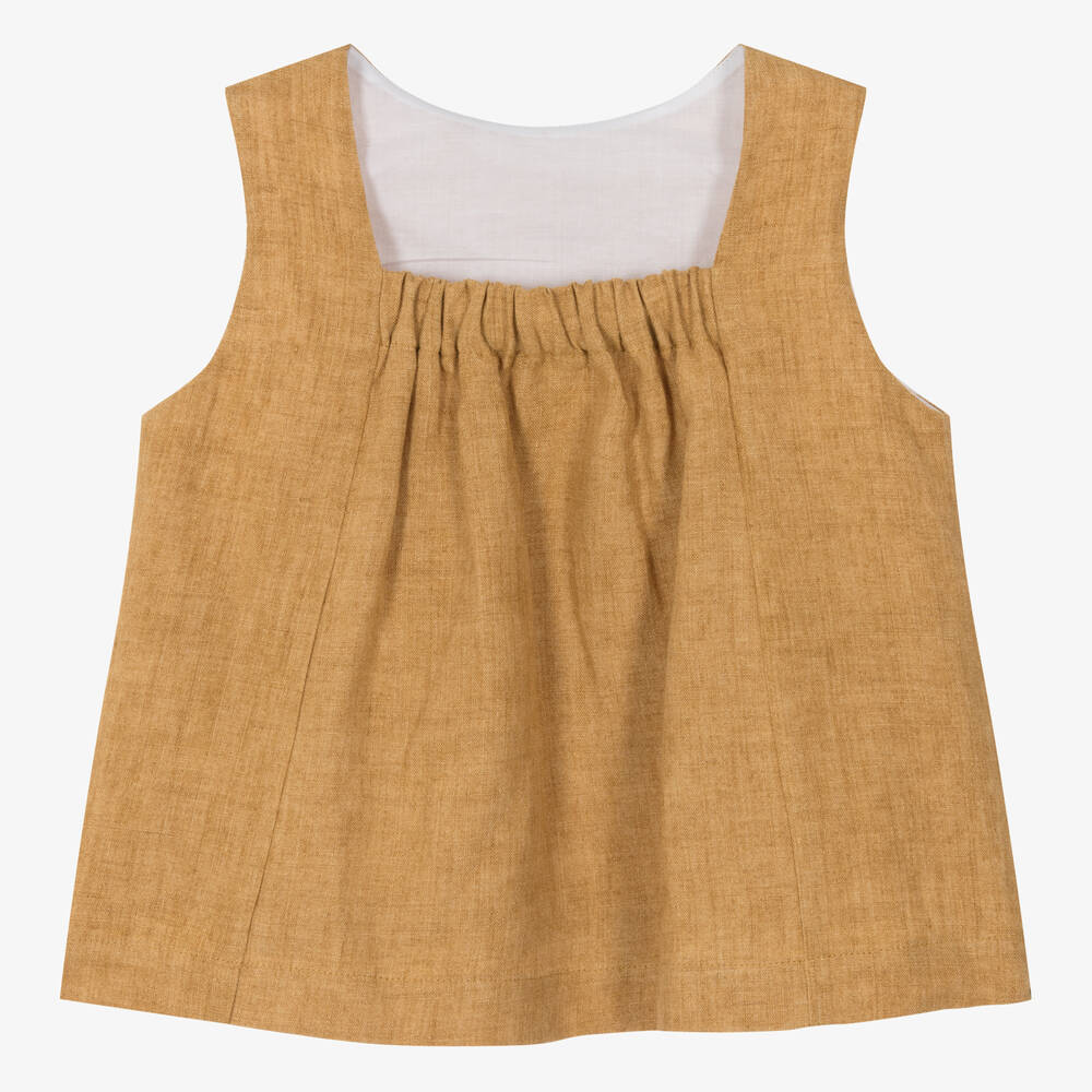 Il Gufo-توب كتان لون أصفر موتارد للبنات | Childrensalon Outlet