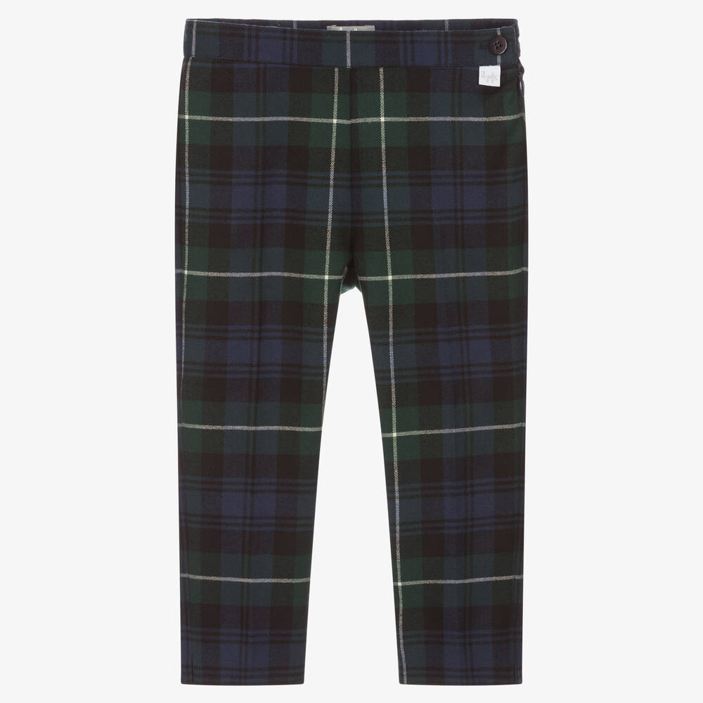 Il Gufo - Girls Navy Blue Check Trousers | Childrensalon