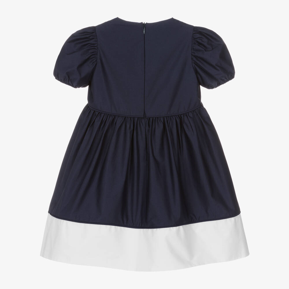 Il Gufo-Girls Navy Blue Cotton Dress | Childrensalon Outlet