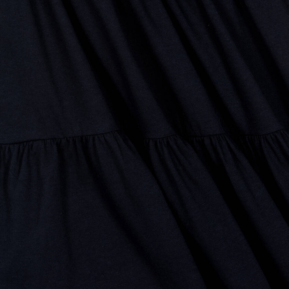 Il Gufo-Girls Navy Blue Cotton Jersey Dress | Childrensalon Outlet