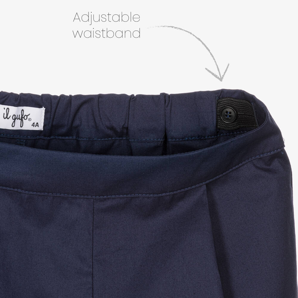 Il Gufo-طقم شورت قطن بوبلين لون كحلي للبنات | Childrensalon Outlet