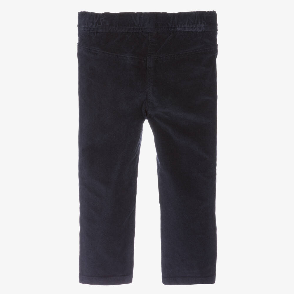 Il Gufo-Girls Navy Blue Cotton Velvet Trousers | Childrensalon Outlet