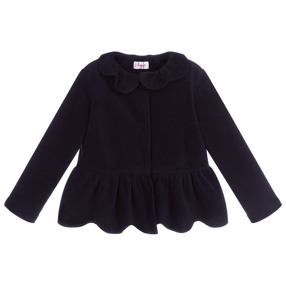 Il Gufo - Girls Navy Blue Fleece Jacket | Childrensalon