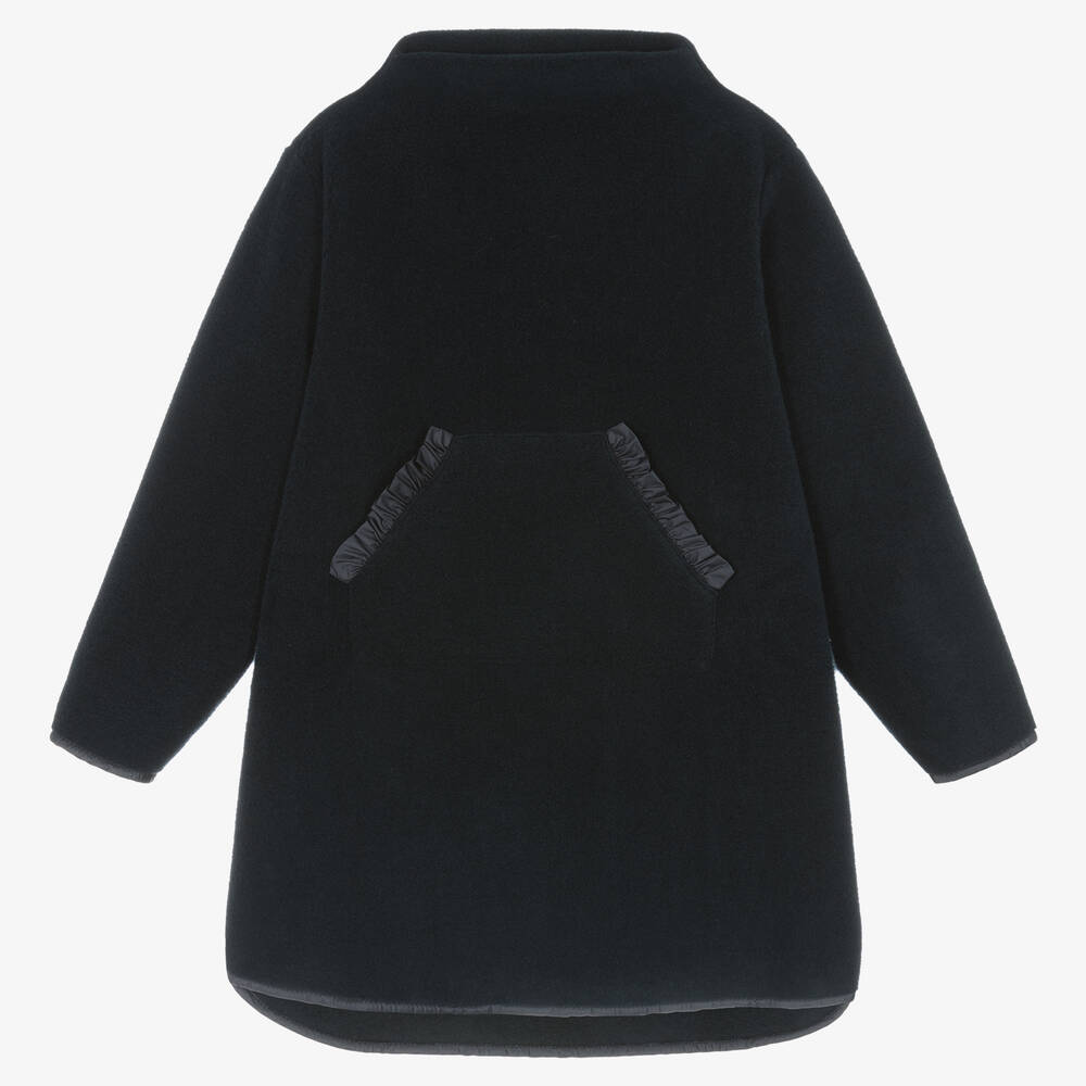 Il Gufo-Girls Navy Blue Fleece Pocket Dress | Childrensalon Outlet