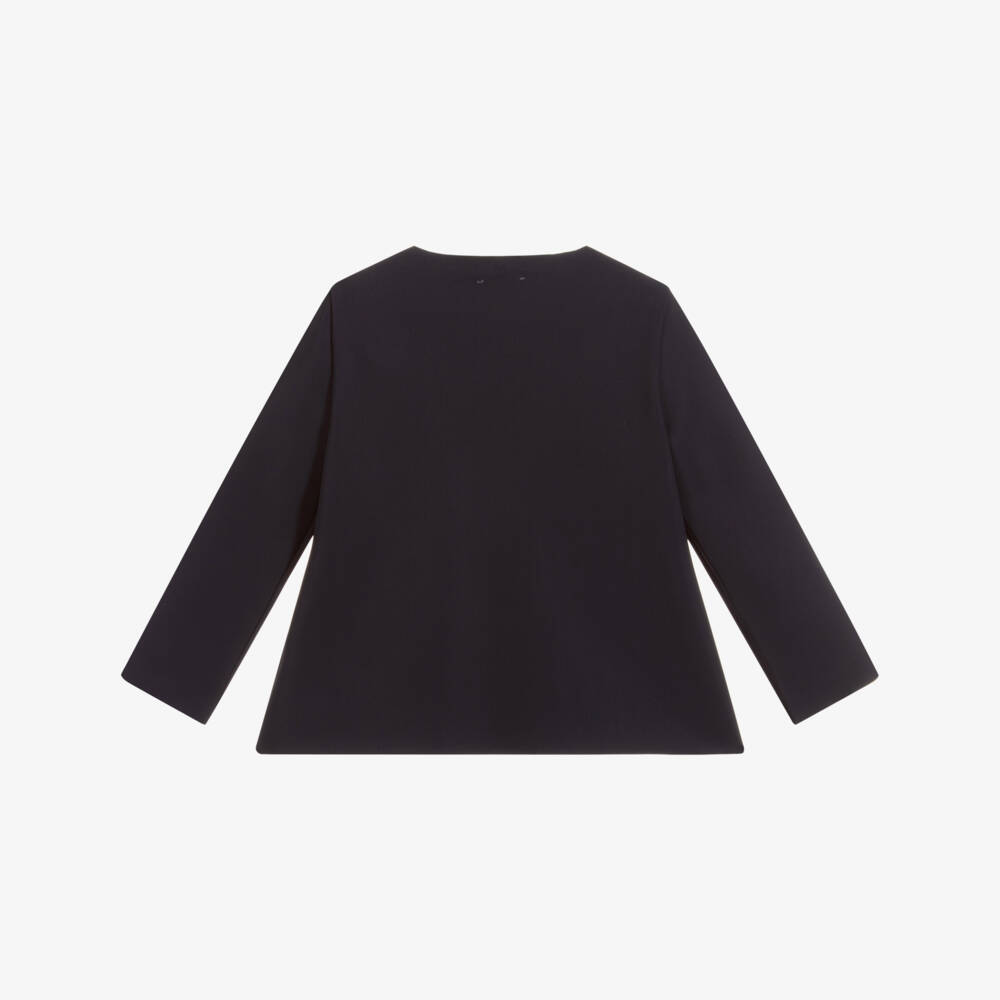 Il Gufo-Girls Navy Blue Flower Top | Childrensalon Outlet
