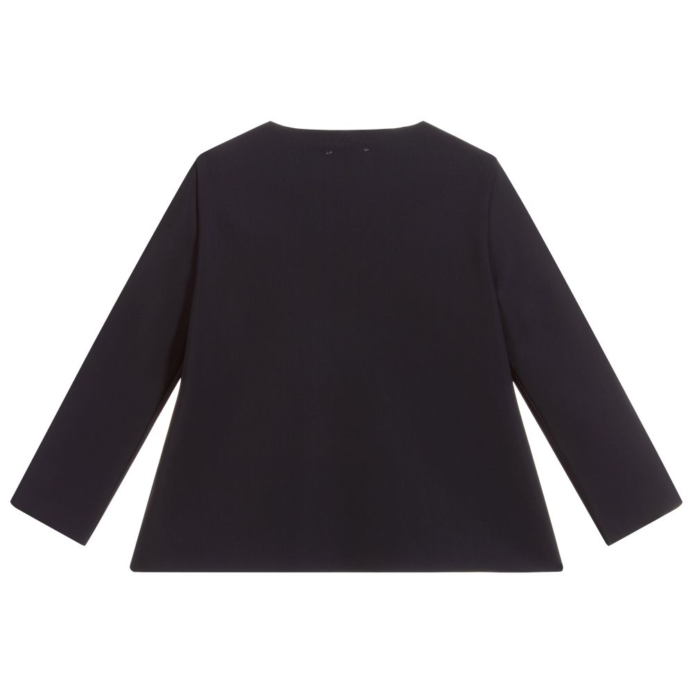 Il Gufo-Girls Navy Blue Flower Top | Childrensalon Outlet