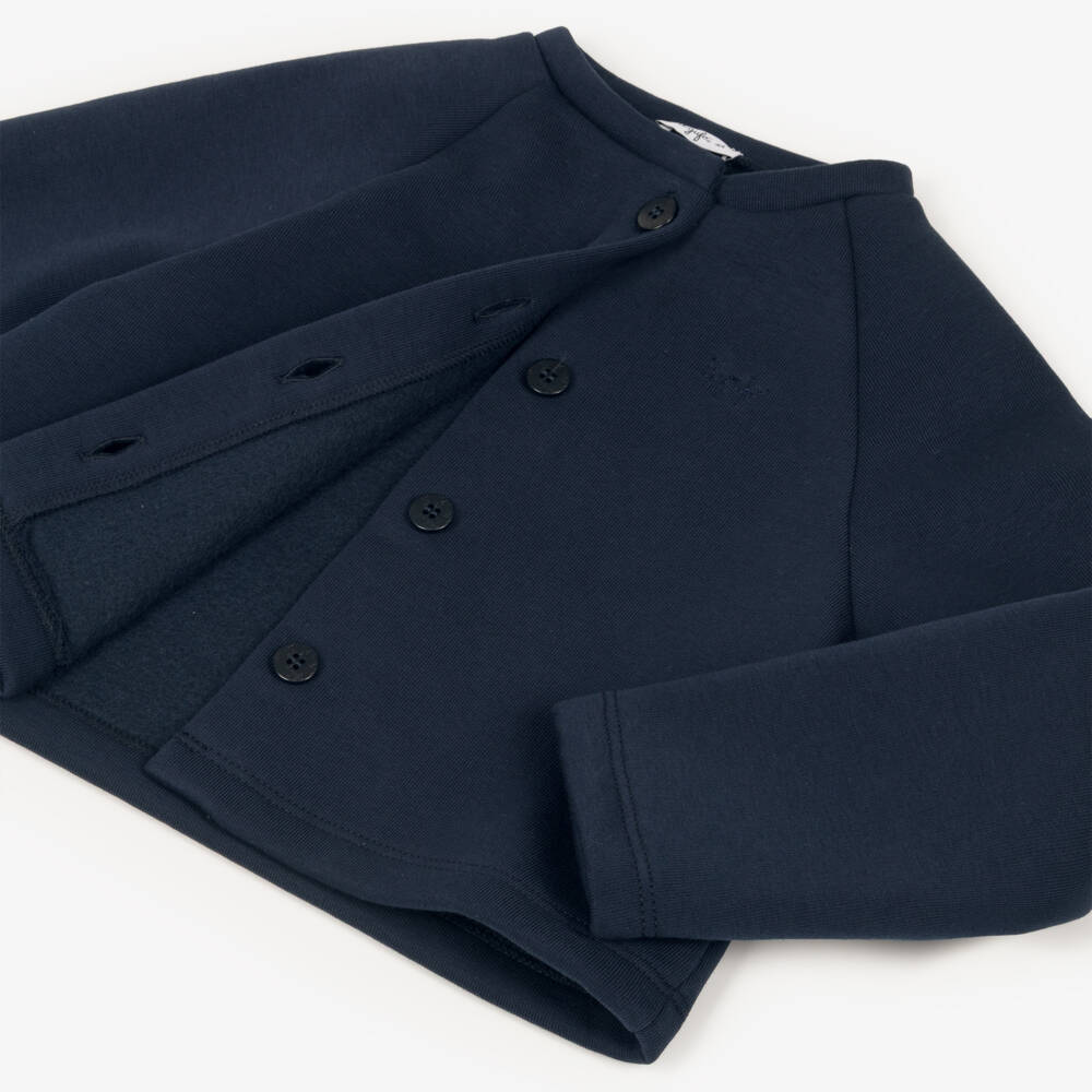 Il Gufo-Girls Navy Blue Glittery Sequin Cotton Shorts Set | Childrensalon Outlet