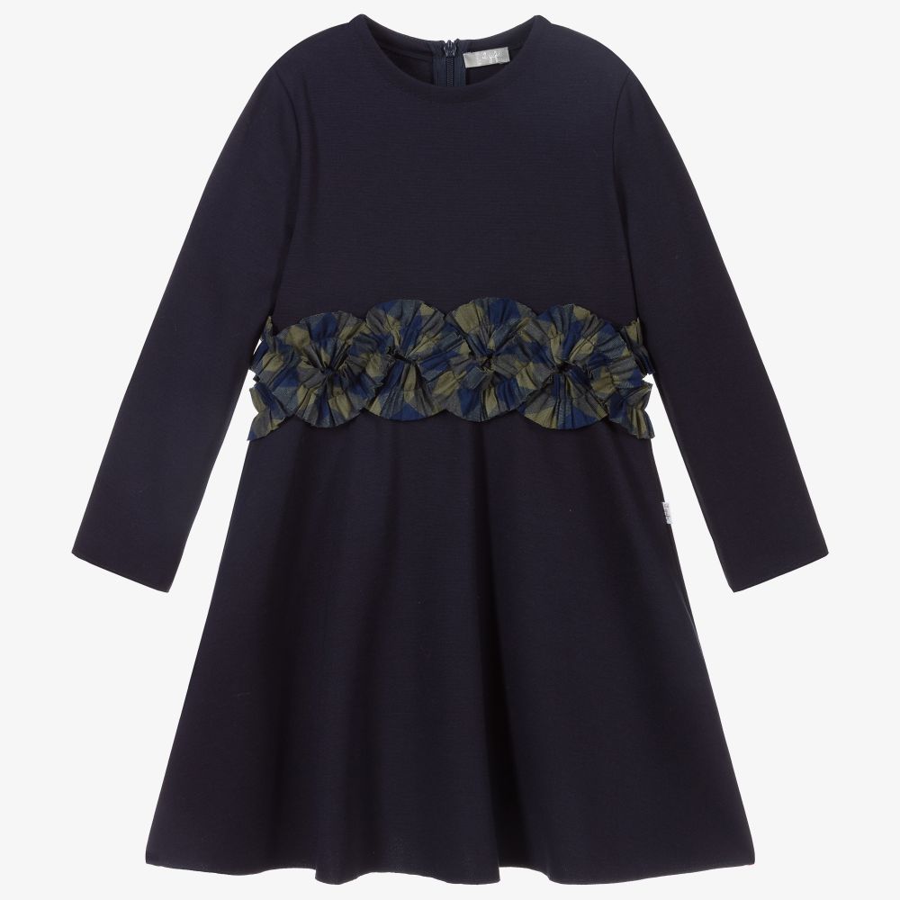 Il Gufo-Girls Navy Blue Jersey Dress | Childrensalon Outlet