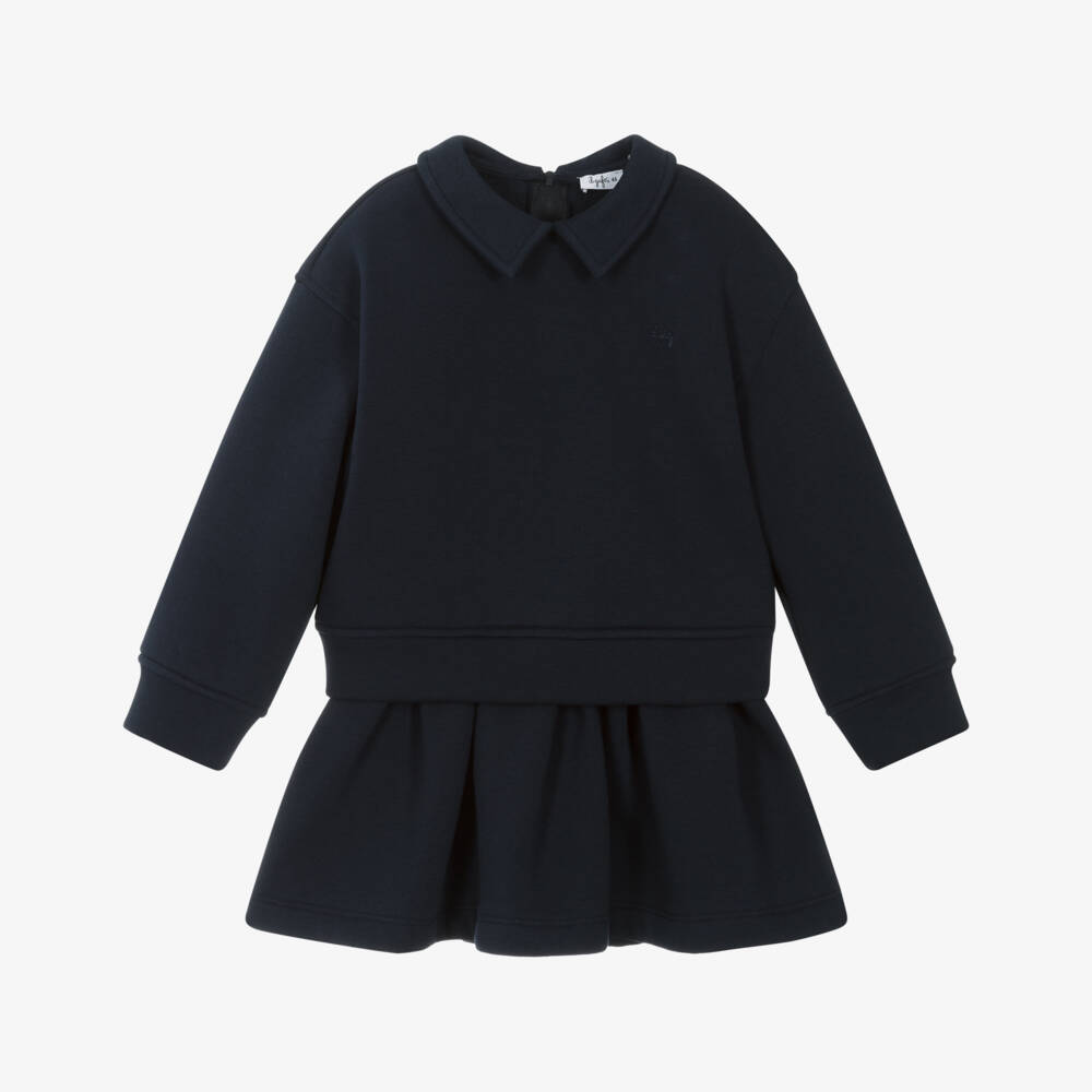 Il Gufo-Girls Navy Blue Jersey Skirt Set | Childrensalon Outlet