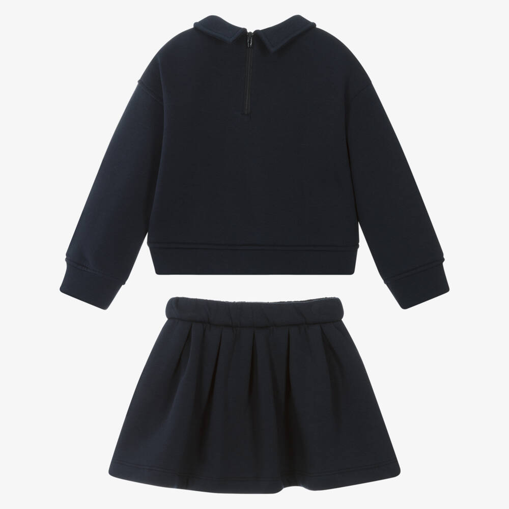 Il Gufo-Girls Navy Blue Jersey Skirt Set | Childrensalon Outlet